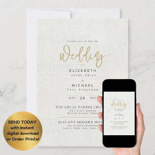 Ivory Grey Wedding Instant Digital Download Invitation