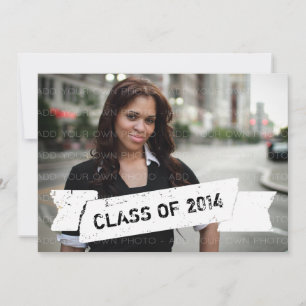 Ivory Grunge Banner Grad Invitation