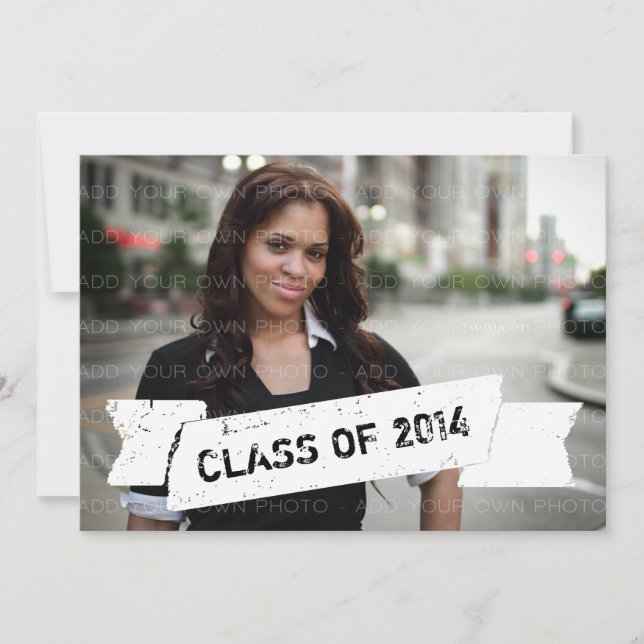 Ivory Grunge Banner Grad Invitation (Front)