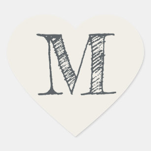Ivory Heart Minimalist Monogram Initial Sticker