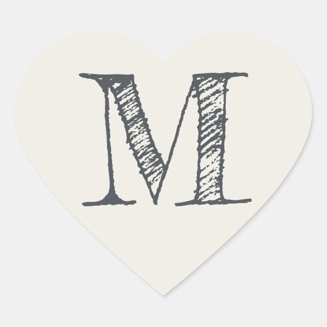Ivory Heart Minimalist Monogram Initial Sticker (Front)