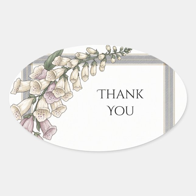 Ivory Hellebore Botanical Wedding Thank You Sticke Oval Sticker (Front)