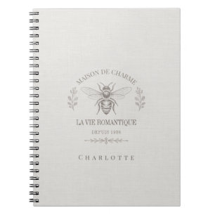 Ivory Honey Bee French Country Vintage Rustic Notebook