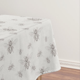 Ivory Honey Bee French Country Vintage Rustic Tablecloth