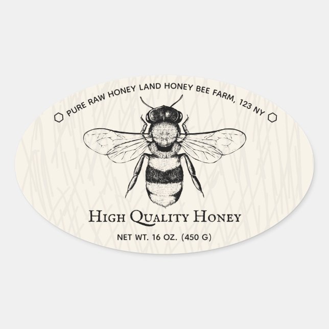 Ivory Honey Jar Boho Beekeeper Oval Sticker (Front)