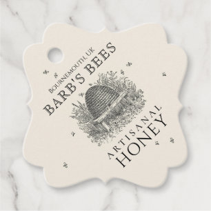 Ivory Honey Label (Fancy Square Vintage Skep Bees)