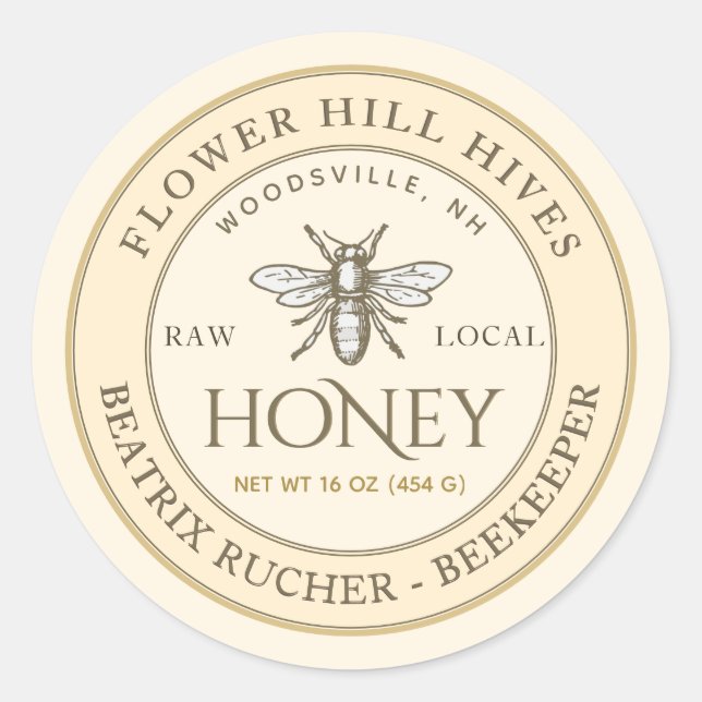 Ivory Honey Label with French Bee (Front)