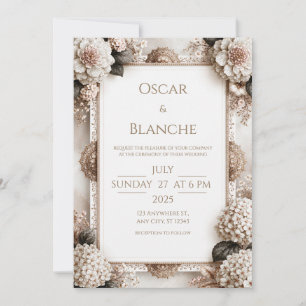 Ivory Hydrangea Heirloom Wedding Invitation