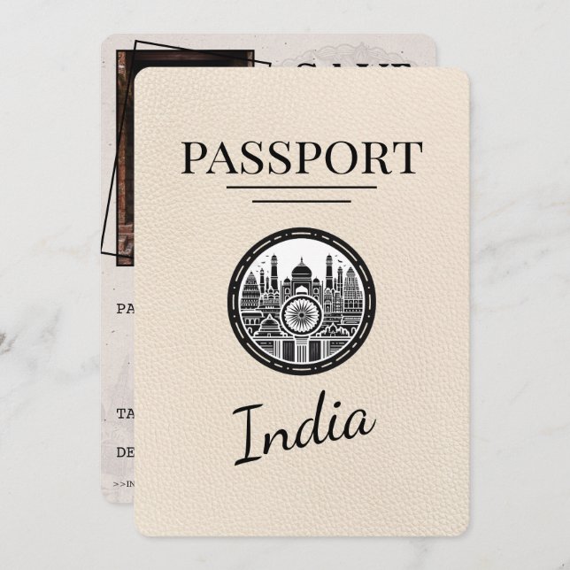 Ivory India Passport Save The Date (Front/Back)