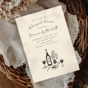 Ivory Ink Whimsical Hand Drawn Rehearsal Dinner Invitation