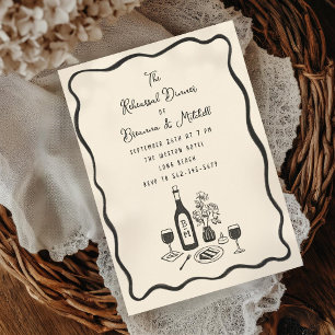 Ivory Ink Whimsical Wavy Border Rehearsal Dinner Invitation