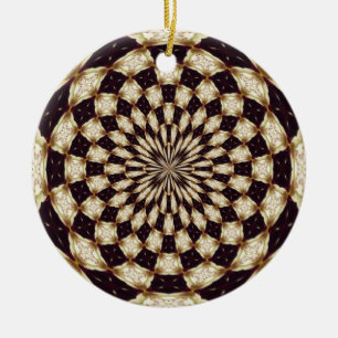 Ivory Kaleidoscope Flower Mandala Decor Ceramic Ornament