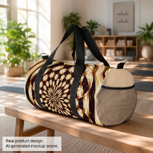 Ivory Kaleidoscope Flower Mandala Decor Duffle Bag
