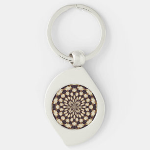 Ivory Kaleidoscope Flower Mandala Decor Key Ring