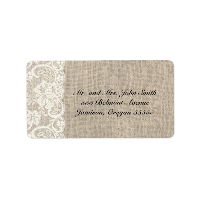 Ivory Lace and Burlap Address Labels (Front)