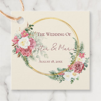 Ivory Lace Elegant Floral Personalized Wedding Fav Favour Tags
