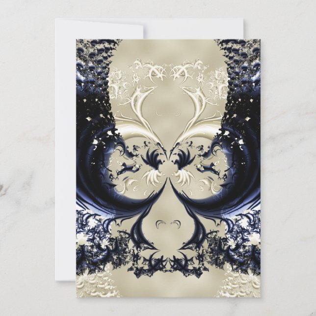 Ivory Lace Fractal Wedding Invitation (Front)