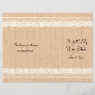 Ivory Lace & Light Burlap Wedding Program