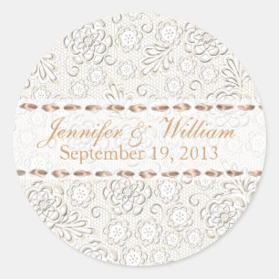 Ivory Lace Look Custom Wedding Sticker