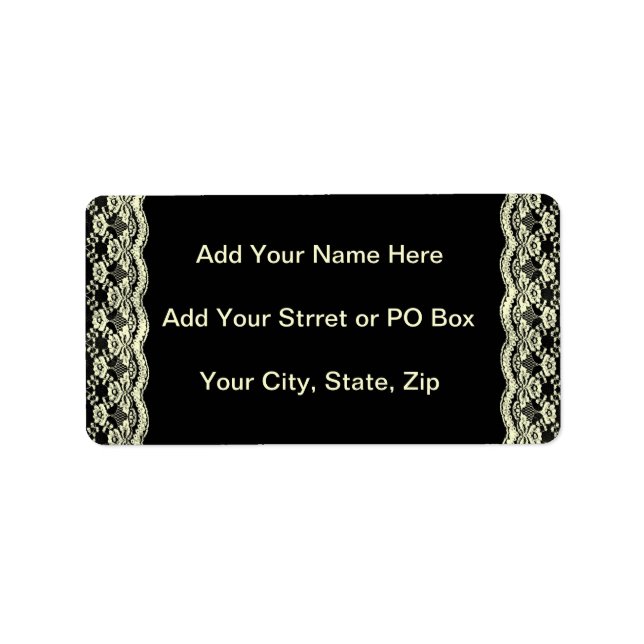 Ivory Lace on Black Wedding Label (Front)