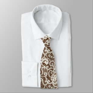 Ivory Lace On Brown Tie