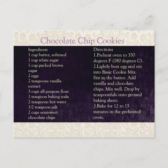 Ivory Lace Recipe Card (Front)