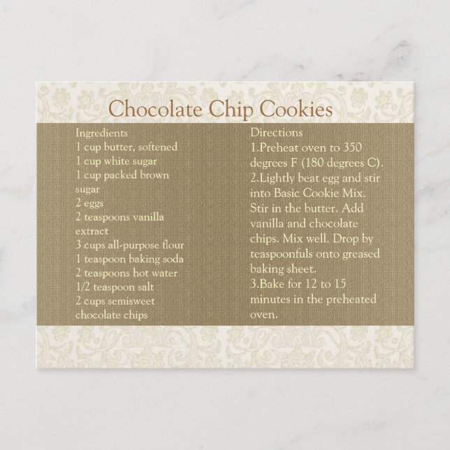 Ivory Lace Recipe Card (Front)