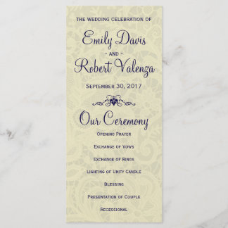 Ivory Lace Royal Navy Blue Formal Wedding Program