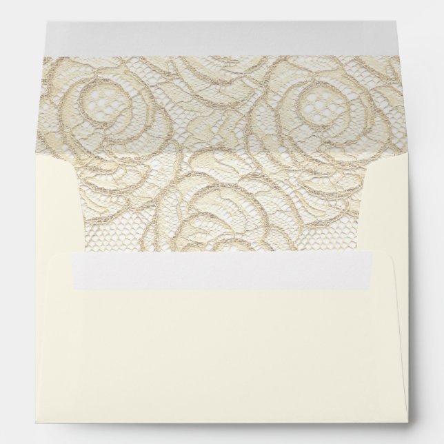 Ivory Lace Wedding Envelope – Dew Drop Grey (Back (Bottom))