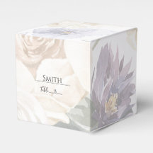 Ivory Lavender Blue Floral Wedding Favour Box 