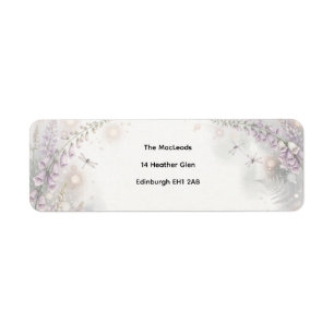 Ivory Lavender Dragonfly Botanical Return Address Label