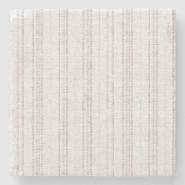 Ivory Lavender Stripes  Stone Coaster (Front)