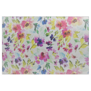 IVORY LINEN FLORAL FABRIC MATERIAL 