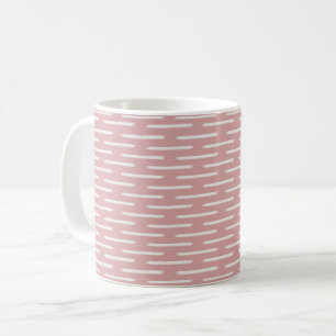 Ivory Lines on Dark Tea Rose Pink Coffee Mug