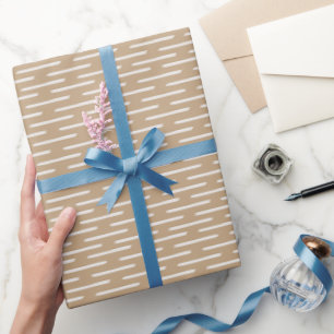 Ivory Lines on Tan Wrapping Paper