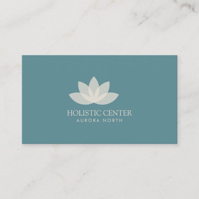 Ivory Lotus Flower Custom Name Yoga Business Card (Front)