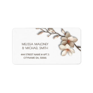 Ivory Magnolia 3D Flowers    Wedding Label