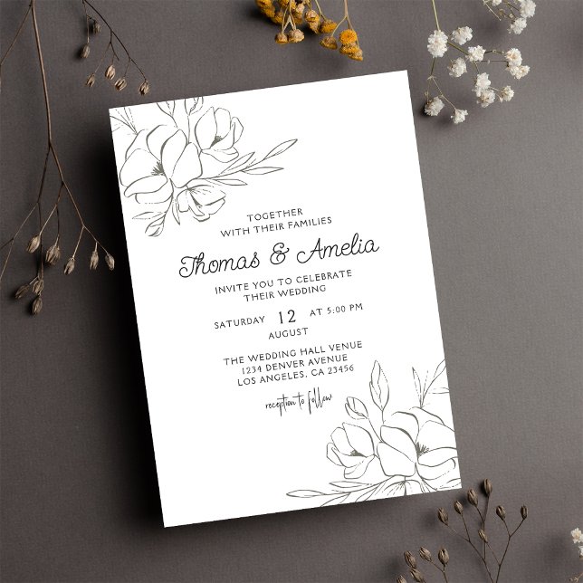 Ivory Magnolia Elegant Floral Wedding Invitation (Creator Uploaded)