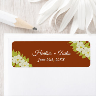 Ivory Magnolia Flower Rusty Wedding Return Address Label