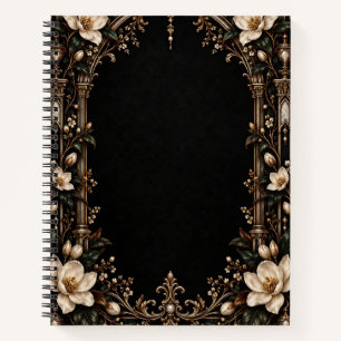 Ivory Magnolias Black Wedding Guest Book