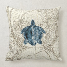 Ivory Map Blue Turtle Illustration Sealife
