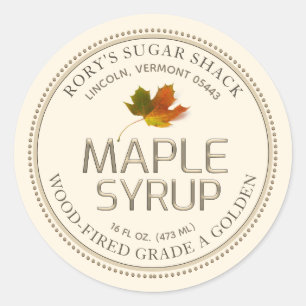 Ivory Maple Leaf Maple Syrup Editable Label