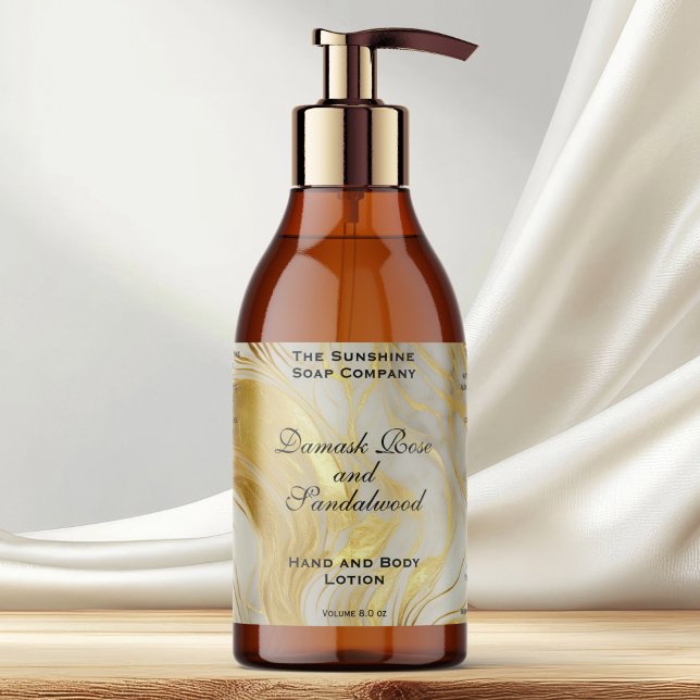 Ivory Marble & Gold Foil Cosmetics Bottle Label (Creator Uploaded)