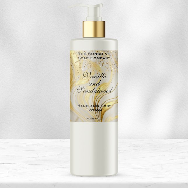 Ivory Marble & Gold Glitter Cosmetics Bottle Label (Creator Uploaded)