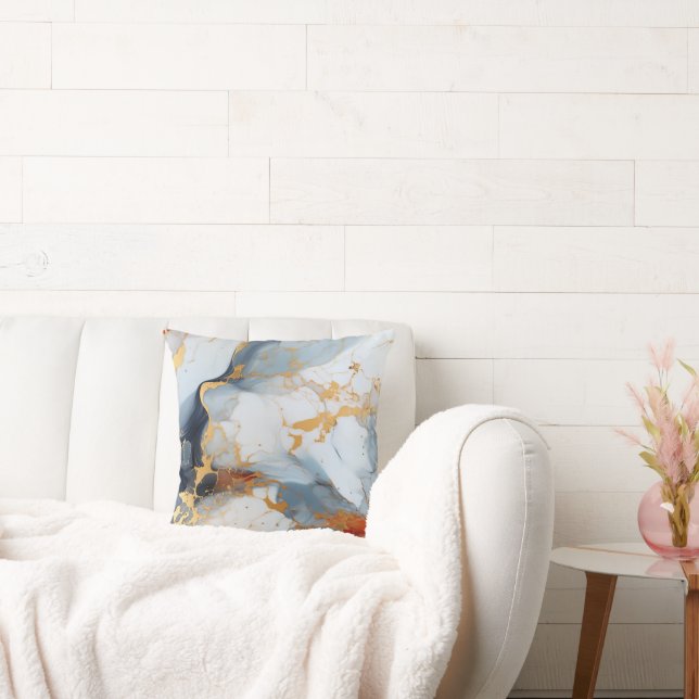 Ivory Marble with Gold & Rust Veins Cushion (Couch)