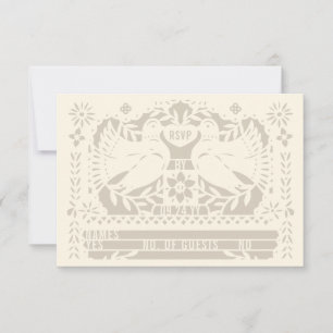 Ivory Mexican Fantail Doves Papel Picado RSVP Card