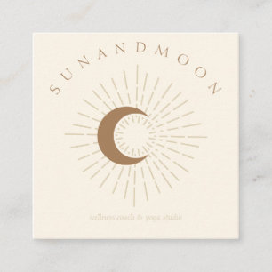 Ivory Minimal Modern Celestial Sun Moon Square Business Card