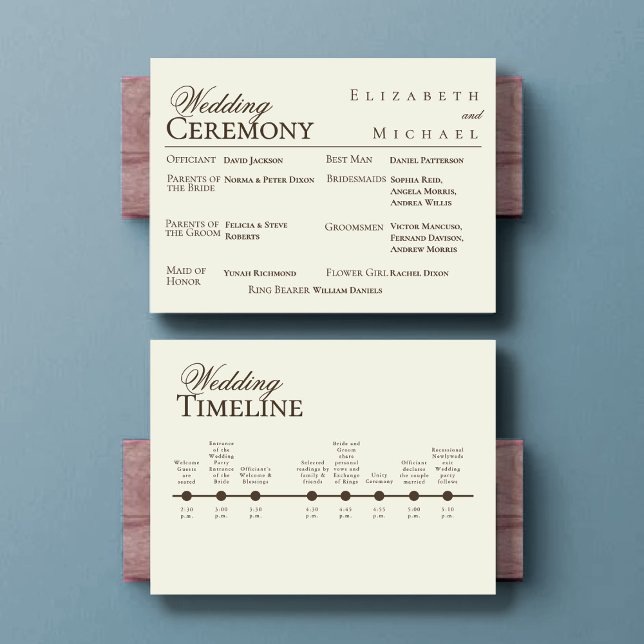 Ivory Minimalist Boho Wedding Program Timeline (Creator Uploaded)
