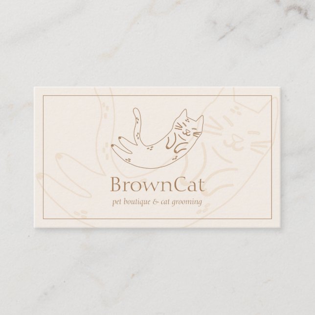 Ivory Minimalist Cute Pet Cat Business Card (Front)