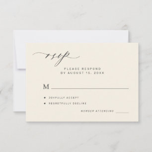 Ivory minimalist elegant calligraphy wedding RSVP Invitation